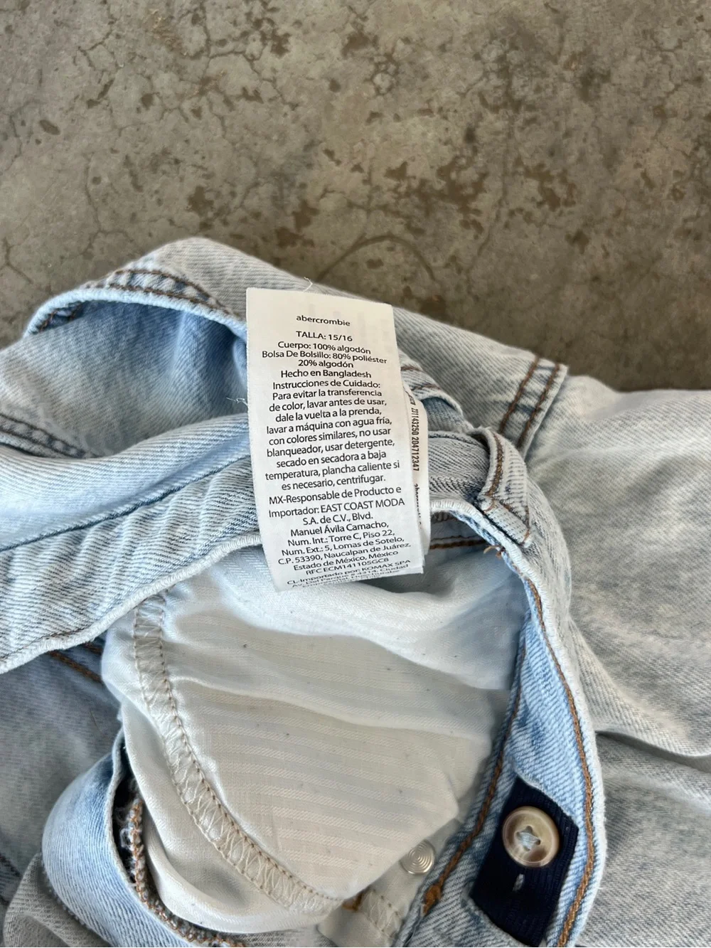 Abercrombie Kids Light Wash Baggy Jeans 15/16 High Rise Wide Leg Denim